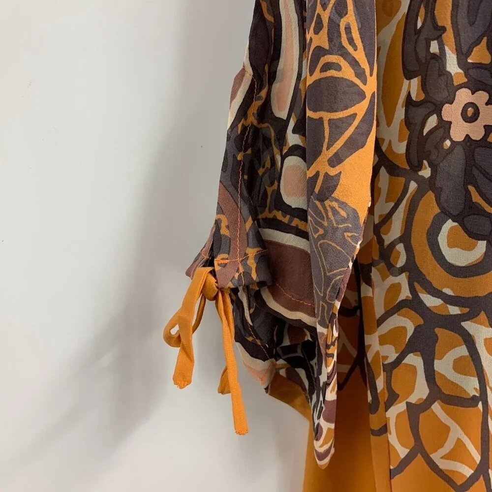 Lea Gottlieb Women's Floral Tie Front Floral 3/4 Sleeve‎ Kimono Size S